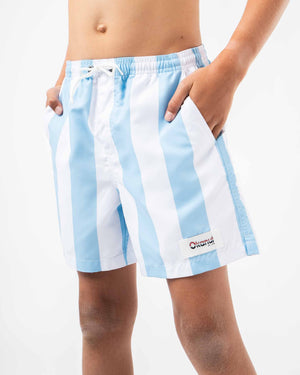 Boys Classic Stripe Swim Short - Ice White
