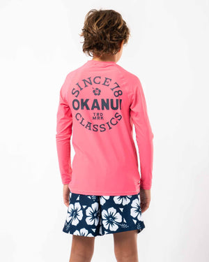 Boys Ikon Long Sleeve Rashie - Pink