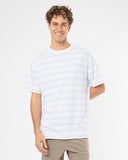 Mens  Boxy T'Shirt  - Stripe White Ice