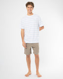 Mens  Boxy T'Shirt  - Stripe White Ice