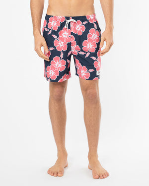 Way Back When Swim Short  - Stretch - Navy Pink White
