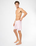 Mens Stripe Swim Short - Pale Pink