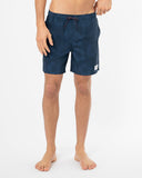 Mens Classic Stretch Swim Short - Hibiscus Tonal Navy