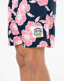 Way Back When Swim Short  - Stretch - Navy Pink White