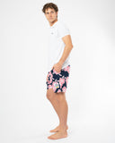Way Back When Swim Short  - Stretch - Navy Pink White