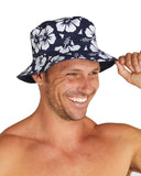 Adult - Reversible Bucket Hat - Hibiscus - Navy/White